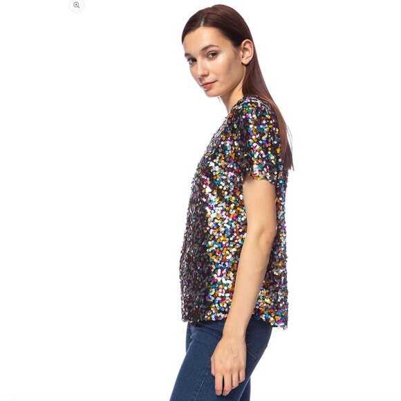 Anna-Kaci Women's Glam Off-Shoulder Multi-Colored Sequin Top Size XL - Picture 5 of 14